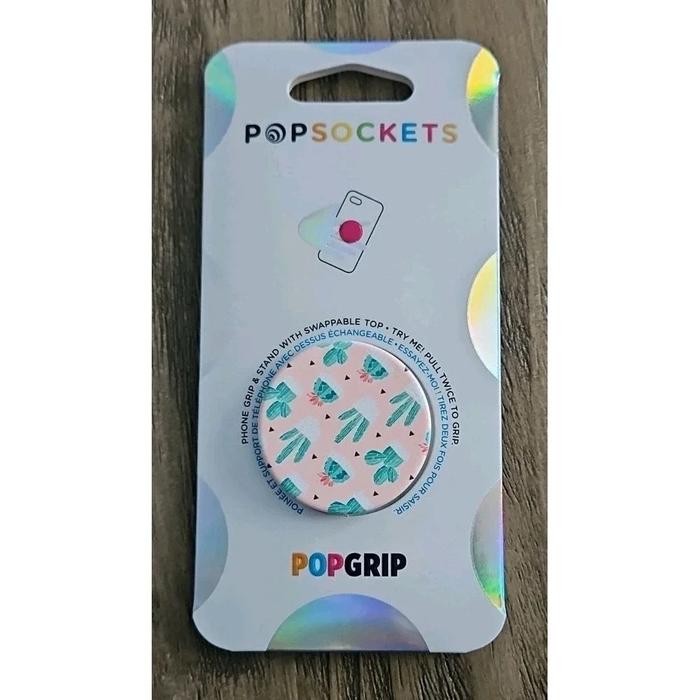THREE PopSockets Mount, Cactus Pot Popgrip & Bubblegum Giraffe Poptop